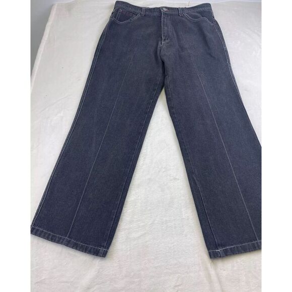 Pj Mark Men Straight Jeans Size 36x32 Blue Denim Cotton Relaxed Fit Embroidered - Picture 1 of 10